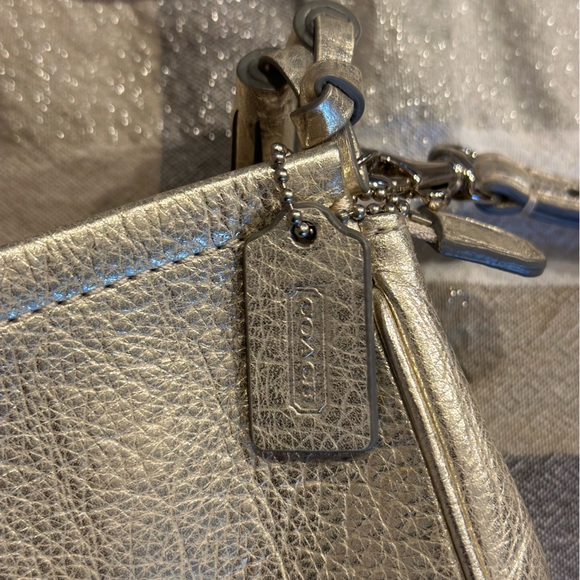 Coach silver metallic leather wristlet with tassels - Picture 2 of 5
